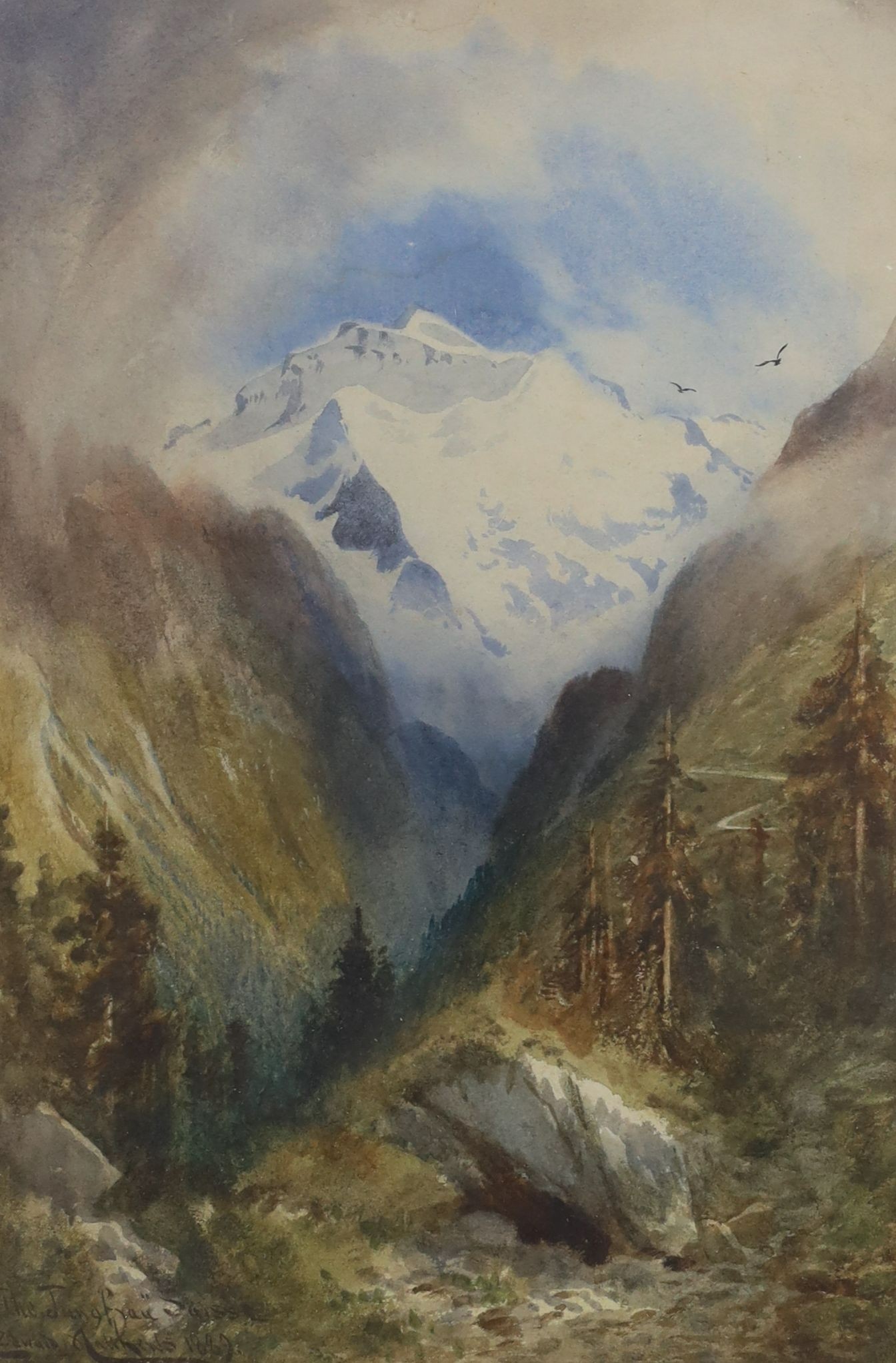 Edward William Andrews (fl.1860-97), watercolour, 'The Jungfrau', signed, titled and dated 1889, 35 x 23cm